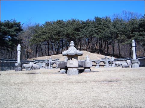 인수대비 능상의 석물은 왕릉의 격식을 갖춰 남편 덕종보다 화려하고 당당하다. 